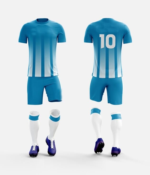Pro Performance Gradient Striped Soccer Jersey and Shorts
