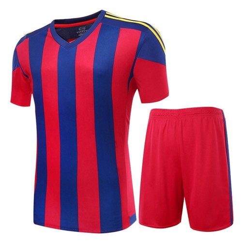 Classic Red and Blue Vertical Stripes Football Kit